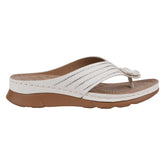 Women's Amari White Flower Thong Flat Comfort Sandals